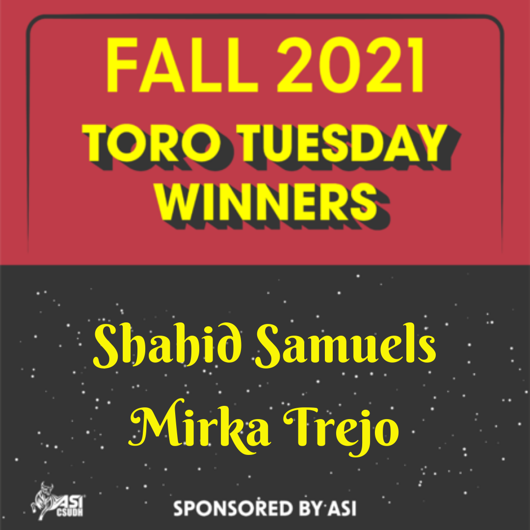 Fall 2021 Toro Tuesday Winners - 2 iPad Tablet Winners(Valued at $750 each) - Shahid Samuels and Mirka Trejo